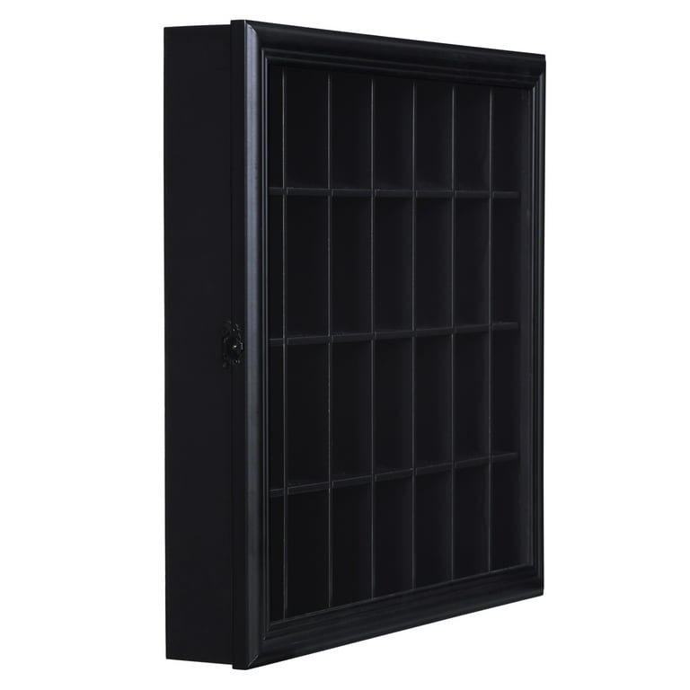 18x16 Shot Glass Display Case with Hinged Front Black