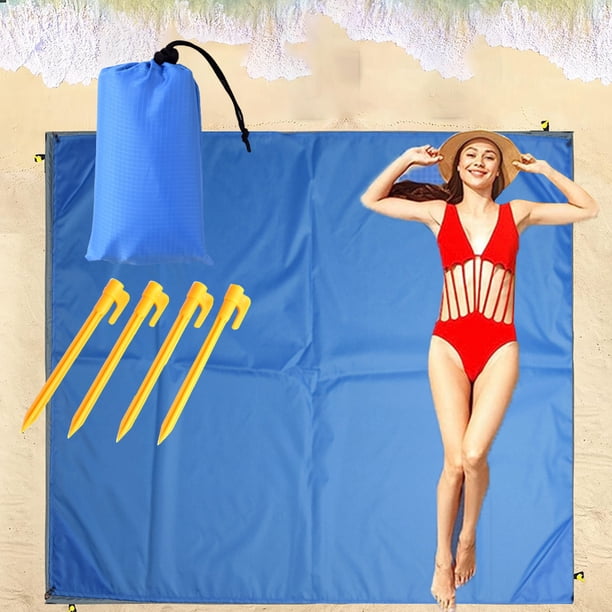 Manta de playa Desiderio, mantas de picnic compactas con 4 clavos molidos, impermeable, plegable, tapete a prueba de arena, accesorios de playa, elementos esenciales de verano para exteriores para