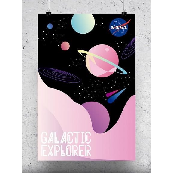 NASA Galactic Explorers Retro Art Poster - NASA Designs,