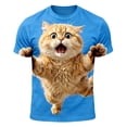 thumbnail image 3 of Lullu Toddler Boys Funny Animal Graphic T Shirt Cute Cat Print Short Sleeve Round Neck T-Shirt Top, Sizes 3-4, 3 of 5