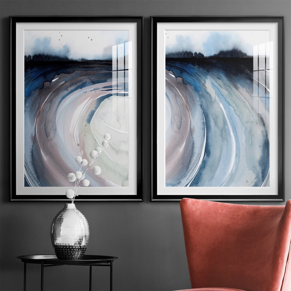 Wexford Home Geode Valley I Premium Framed Print, 26.5" x 36.5" - Ready to Hang, Black (Set of 2)