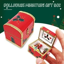 ABPWLY Toys 1:12 Dollhouse Furniture Miniature Wooden Christmas Gift Box Kids Pretend Toy Detailed Decor 4.2x3.2x3.9cm Outdoor Games