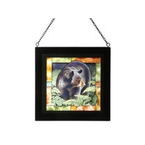 Wild Wings 5386497003 Stained Glass Art, 9-inch Square (Black Bear)