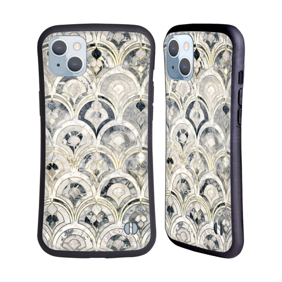 Head Case Designs Officially Licensed Micklyn Le Feuvre Marble Patterns Monochrome Art Deco Tiles Hybrid Case Compatible with Apple iPhone 14 Plus