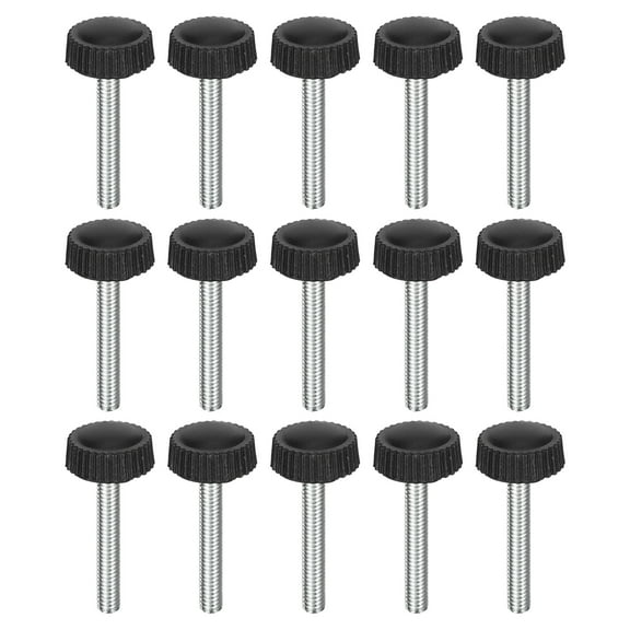 25Pack M4x25mm Threaded Knurled Thumb Screws, Zinc Plated Carbon Steel Clamping Knobs Grip, Black
