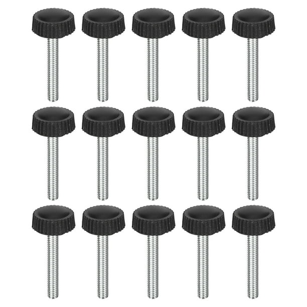 25Pack Tornillos de Pulgar Estriados M4x25mm, Perillas de Sujeción de Acero al Carbono Galvanizado, Negro
