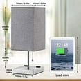 thumbnail image 2 of Table Lamp with Outlet, Bedside Lamp with 2 Useful 2-Prong A/C Outlets, Small Desk Light with Gray Fabric LampShade, Small Nightstand Lamp for Bedroom Living Room Home Office, 2 of 3