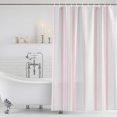 thumbnail image 6 of Small Stall Shower Curtain 48x72 Inch Narrow Half Size Pink Vertical Stripes Bath Curtains Bathroom Decor, Geometric Farmhouse Striped Waterproof Fabric Shower Curtain Set with Hooks 48 Inch, 6 of 7