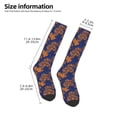 thumbnail image 2 of Gaeub Golden Maple on Navy Blue Printed Design Socks Stretchy High Tube Socks for Men Women Teens , Softball Soccer Socks for Hiking, Sport, 2 of 6