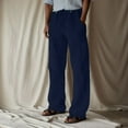 thumbnail image 1 of Men's Casual Pants - Mid Rise Solid Full-Length Everyday Trousers with Drawstring and Pockets for Comfort, 1 of 4