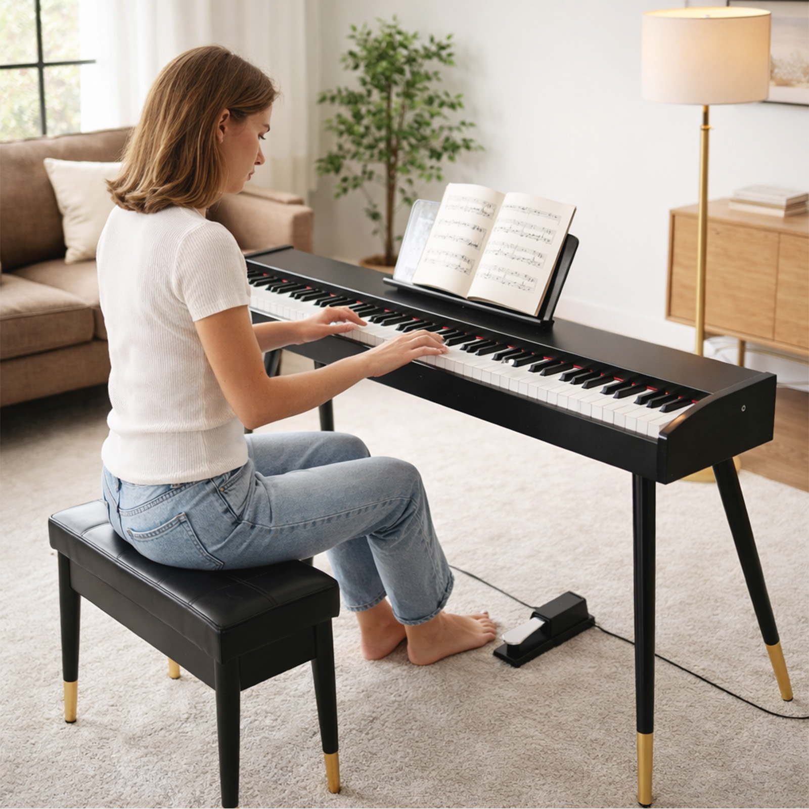 Fenbeli 88-Key Semi-Weighted Digital Piano with Pedal photo 2
