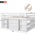 thumbnail image 2 of Low Study Full Loft Bed with Cabinet,Shelves and Rolling Portable Desk,Multiple Functions Bed, 2 of 8
