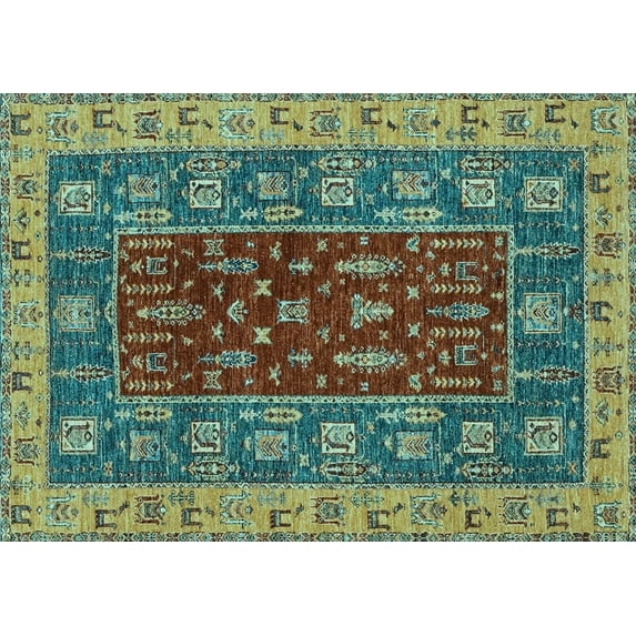Ahgly Company Indoor Rectangle Abstract Light Blue Modern Area Rugs, 2' x 4'