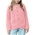thumbnail image 7 of AHTJRT Fleece Cardigans for Boys Girls V Neck Button Down Sweaters with Pockets Fall Spring Thermal Fuzzy Sherpa Lined Outerwear Coats Pink 6-7 Years, 7 of 7