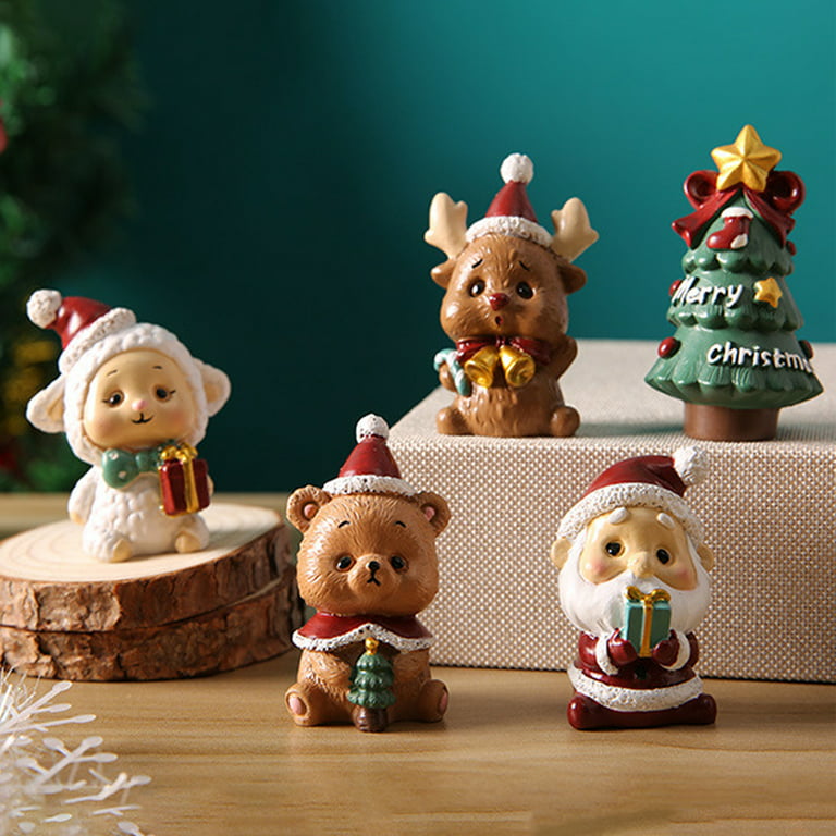 10pcs Mini Snowman Figurine Christmas Miniature Ornaments Micro Landscape  Decor