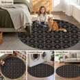 thumbnail image 5 of Black Floral Abstract Round Area Rug 4Ft Washable Circle Rugs for Bedroom Dining Room, Vintage Ethnic Bohemian Flowers Non-Slip Carpet Floor Mats Indoor Outdoor Carpet Runner Aesthetic Home Decor, 5 of 8