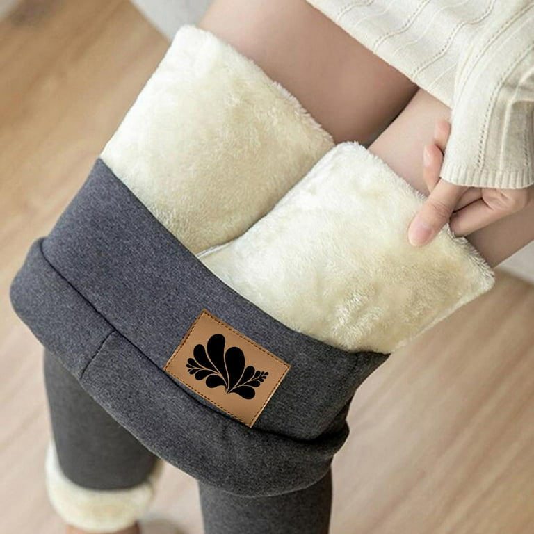 Womens Fleece Lined Leggings, Ladies Autumn And Winter Slim Fit Fashion  Casual Leather Label Elastic High Waist Warm Pants Medias Termicas Mujer  Invierno 