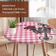 thumbnail image 5 of Round Tablecloth Vintage Valentine's Day Elastic Edge Fitted Skull Rose Plastic Table Cover,Waterproof Oil Proof for Dinner,Outdoor, Picnic, 45"- 54" DIA Tables Pink White Plaid, 5 of 8
