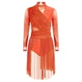 thumbnail image 3 of Aislor Womens Contemporary Lyrical Dance Long Sleeve Rhinestone Backless Ballet Dancewear Leotard Dress Orange XXL, 3 of 7