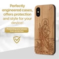 thumbnail image 2 of Case Yard Wooden Case Outside Soft TPU Silicone, Slim Fit Shockproof Wood Protective Phone Cover for Girls Boys Men and Women, Supports Wireless Charging St. Jude Design case for iPhone-XS-Max, 2 of 7