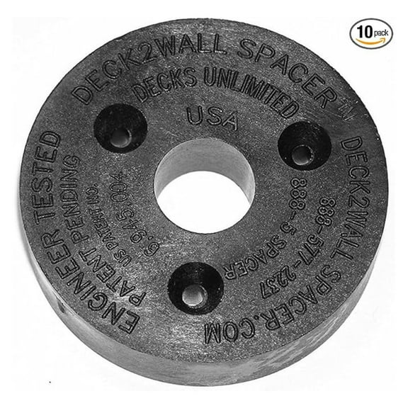 Deck Spacers 2" x 1/2" - 10 Pack | D2W38-10PK | Ledger Board Spacers for Decking | Glass Filled Polypropylene | Prevents Rot & Promotes Airflow | Compatible with Structural Screws