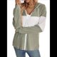 thumbnail image 2 of Chaqueta de Rayas con Bloques de Color para Mujer, con Cremallera, Larga, Punto Acanalado, Sudadera con Cordón Ajustable. Judías XL, 2 of 10