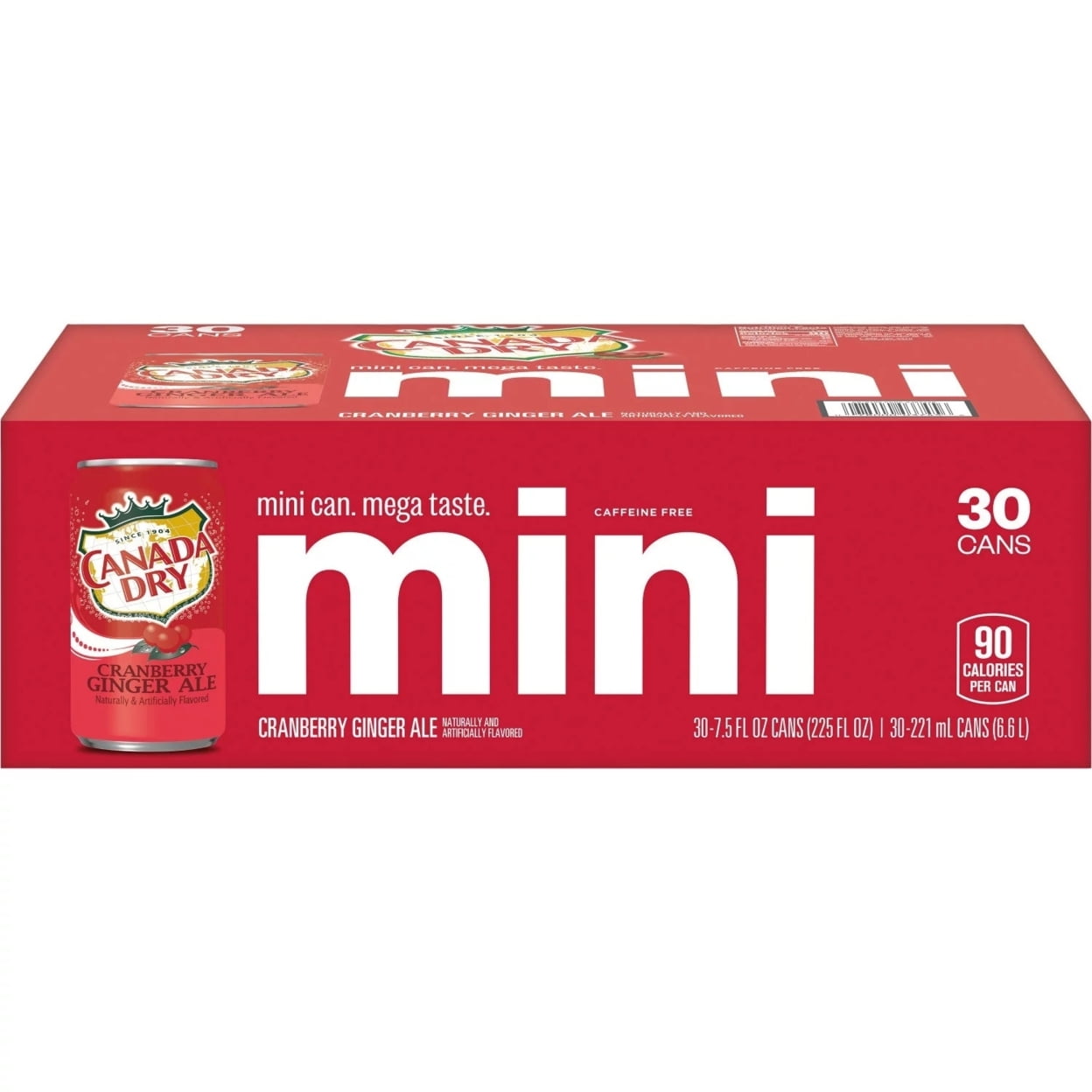 Canada Dry Cranberry Ginger Ale Soda Mini Cans, 7.5 Fluid Ounce (Pack of 30)