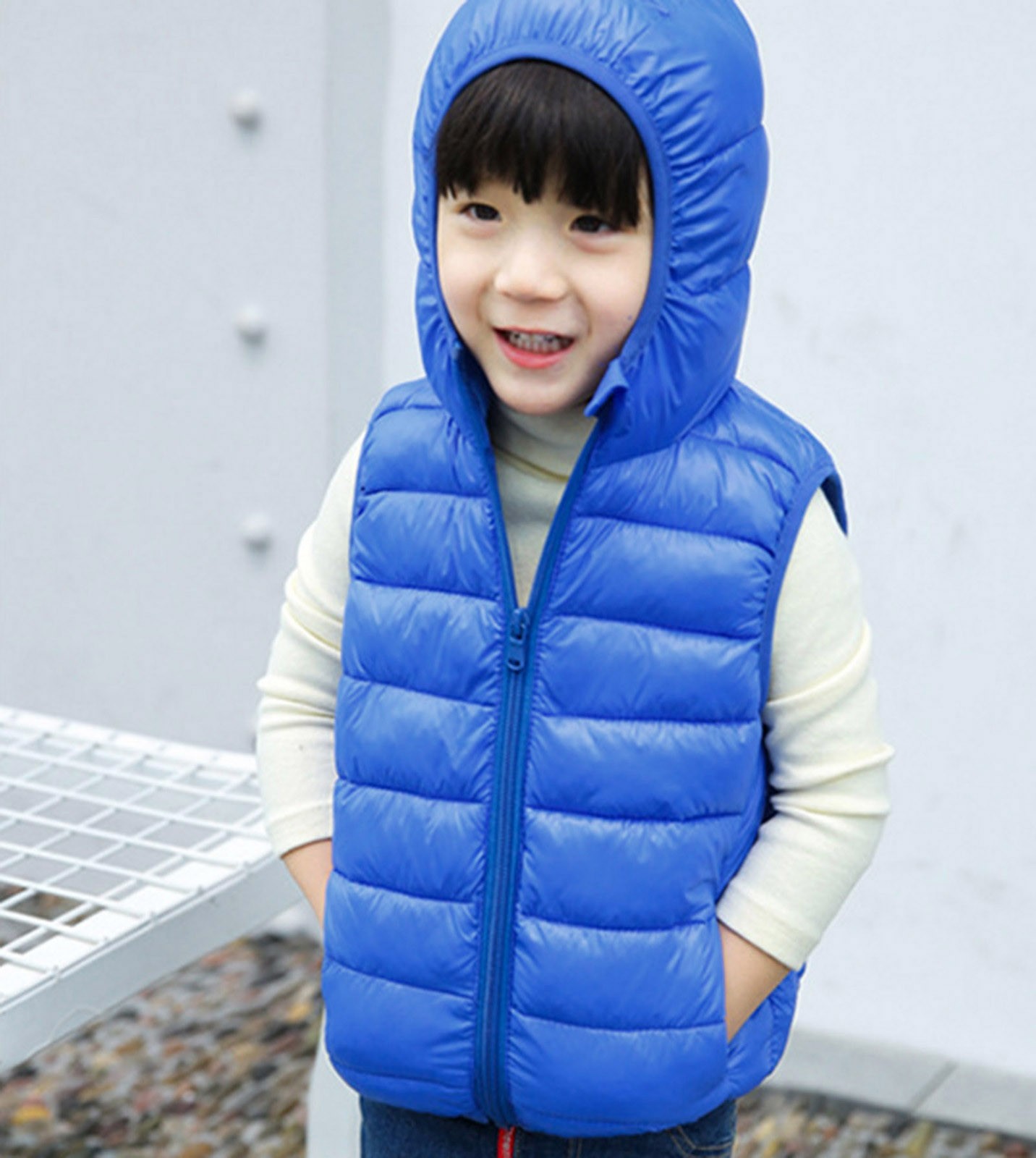 B91xZ Winter Coats for Boys Girls Sleeveless Winter Solid Coats Hooded ...