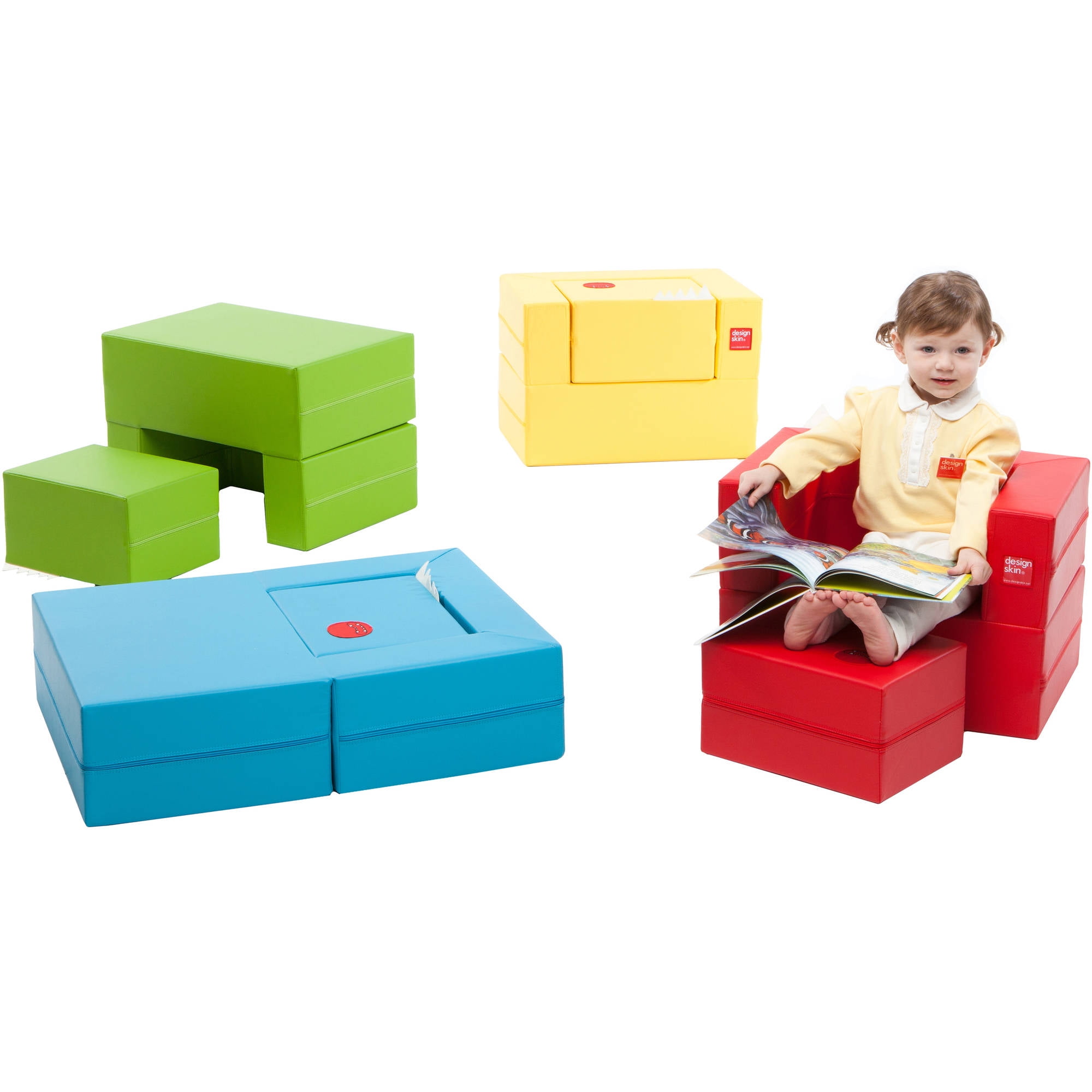 cake sofa transformable play furniture for kids, red