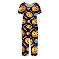 thumbnail image 4 of Women Halloween Pajamas Set Print Halloween Pj Set 2-Piece Outfit Short Sleeve Top and 7/8 Pants for Parties, Daily Wear Orange M, 4 of 5