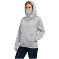thumbnail image 2 of Women Funnel Neck Hooded Sweatshirt, Loose Fit Long Sleeve Pullover Hoodie with Kangaroo Pocket, Casual Warm Fall Winter Top Gray XL, 2 of 10