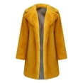 thumbnail image 4 of IROINNID Women's Winter Warm Mid-Long Coat Solid Color Overcoat Long Sleeve Front Open Outwear, Yellow, 4 of 9