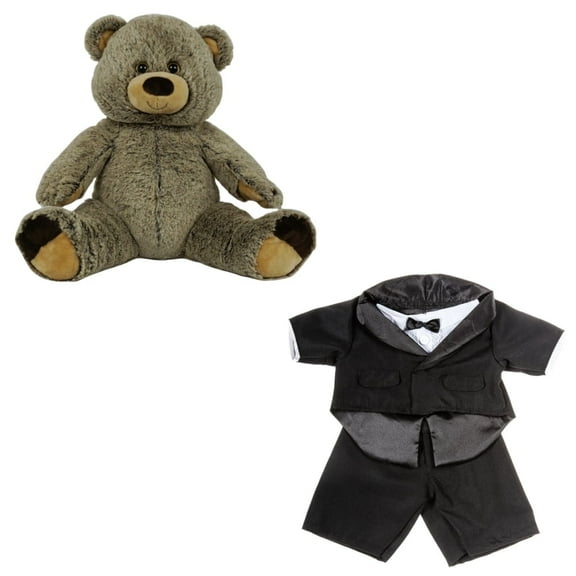 Grizzly Bear 16 inch with Tuxedo Outfit Plush Toy, Adorable Cloth Stuffed Animal, Ideal Gift for Kids