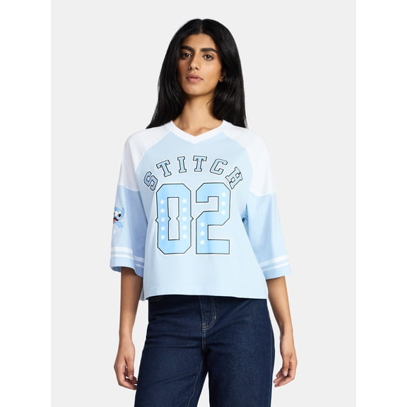 Stitch Women's Short Sleeve Varsity Graphic Tee, Sizes XXS-XXL