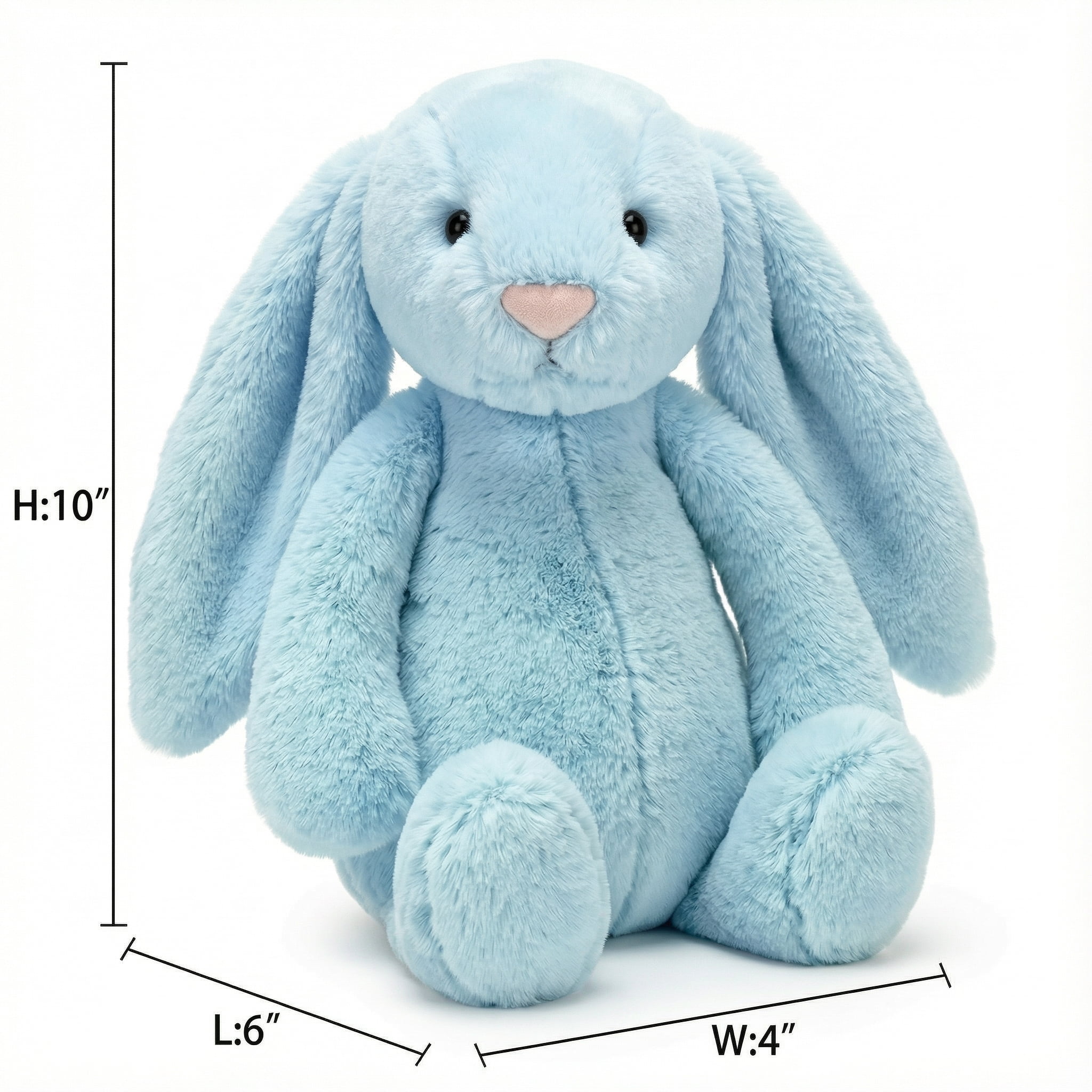 9.8" Baby Sky Blue Shaggy Easter Bunny Plush Toys - Solid Color Rabbit Stuffed Animal Doll - Fuzzy Soft Pastel Plushie for Spring Decor & Newborn Boy Nursery Basket Stuffer Gift