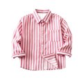 thumbnail image 3 of Girls Striped Long Sleeve Shirts Boys Button Down Formal Uniform Collared Shirt with Chest Pocket Spring Fall Clothing 4T, 3 of 7