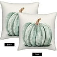thumbnail image 6 of Fall Pumpkin Pillow Covers 20x20 Inch Set of 2 Autumn Teal Watercolor Pumpkin Decorative Throw Pillows Farmhouse Fall Outdoor Decor Thanksgiving Pillowcase Linen Cushion Covers for Home Sofa Bed, 6 of 6