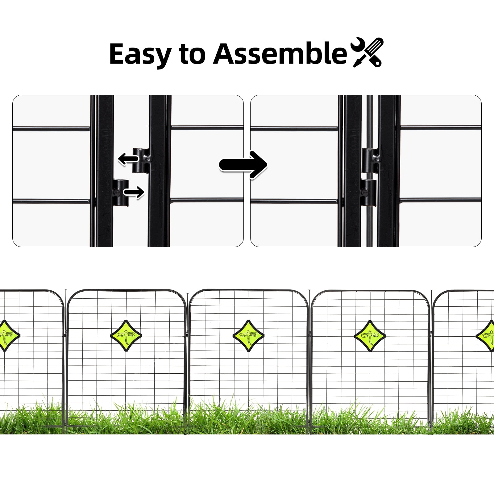 Yesurprise 8 Pack Decorative Garden Fence Outdoor 26.2”(L)X30.4”(H) Metal RustProof Wire Fence for Yard Landscape Patio Outdoor Decor Animal Barrier Garden Border Edging Flower Fence