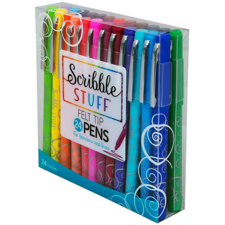 Scribble Stuff Felt Tip Pens Assorted Color 0.8 Mm Point 24 Count