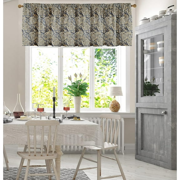 Paisley Vintage Kitchen Window Valance Curtain Brown Multicolor 54x18inch Short Half Bathroom Curtain Cornice Valance Farmhouse Gift Holiday Curtain Topper with Rod Pocket