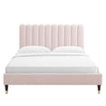 thumbnail image 5 of Platform Bed Frame, Full Size, Pink, Velvet, Bedroom, Modern Contemporary Boutique HB35497, 5 of 15