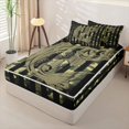thumbnail image 2 of Erosebridal Distressed Bass Fish Pattern Zipper Queen Comforter Set with Fitted Sheet and 2 Pillowcases,Camo American Flag Print Zipper Bedding Set,Green Black,Black Reversible, 2 of 6