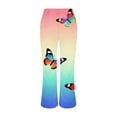 thumbnail image 5 of kaondbfi Women's Print Jeans Mid Waisted Wide Leg Baggy Flare Pants with Pockets Summer Jeans for Women, 5 of 9