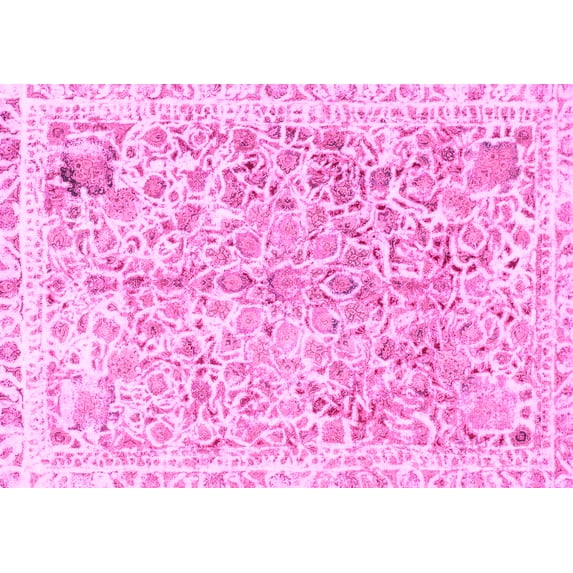 Ahgly Company Indoor Rectangle Abstract Pink Modern Area Rugs, 7' x 10'