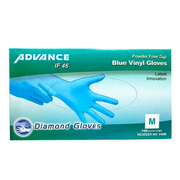 Advance Diamond Gloves Blue Vinyl Medium - 100/Box