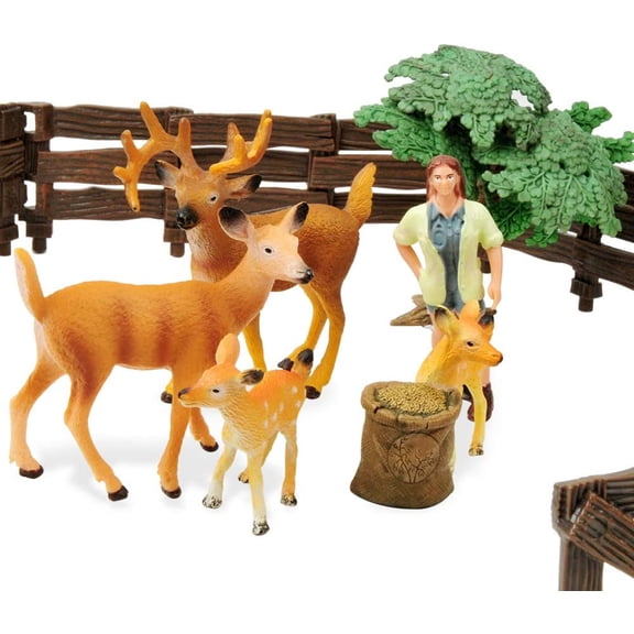 Gizmovine Animal Toys, Farm Animals for Toddlers Realistic White Tailed Deer Farm Toys Animal Figurines Family Playset Educational Toy Cake Toppers Christmas Birthday Gift for Kids Toddlers White Tailed Deer Playset