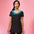 thumbnail image 2 of Premier - Túnica uniforme Ivy de trabajo para salón de bella o spa para mujer señora (cuello en contraste) (Negro/Turquesa), 2 of 2