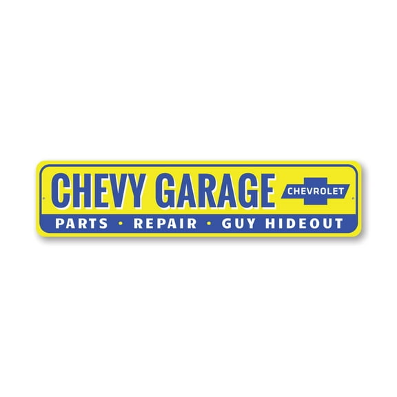 Chevy Garage Sign, Car Sign, Car-Lover Sign, Man Cave Aluminum Metal Decor Sign - 4x18 inches