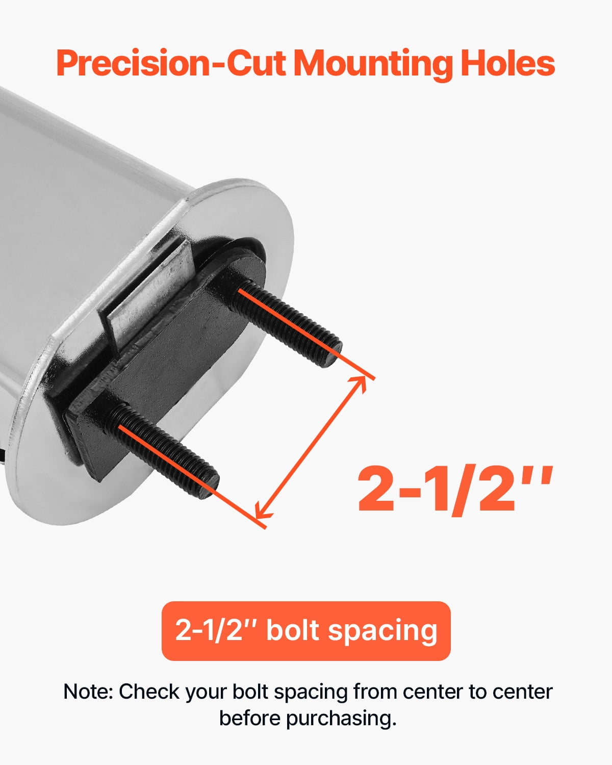 VEVOR Chrome Straight Spring Loaded Mud Flap Hangers, 2-1/2" Bolt Spacing Mudflap Hangers for Semi Trucks, 1 Pair Heavy Duty Semi Truck Mud Flap Hanger Set with Aluminum Reflective Plates, Silver