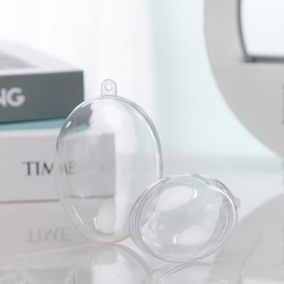 CRILSTYLEO 10Pcs Clear Plastic Fillable Balls Transparent Decorative Egg Shaped Ornaments for Easter Home Decor